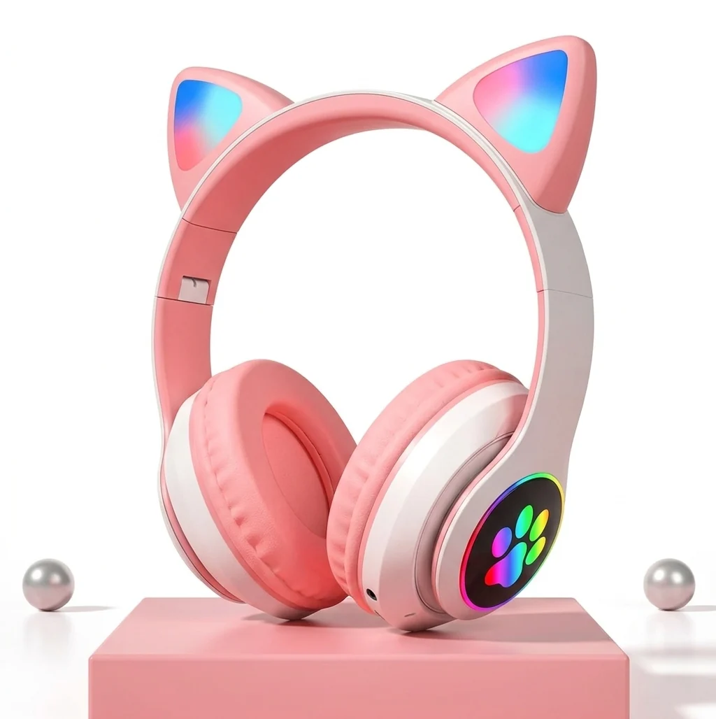 Enhanced Illuminated Cat Ear Wireless Bluetooth Over-Ear Headset STN-28 Innovative