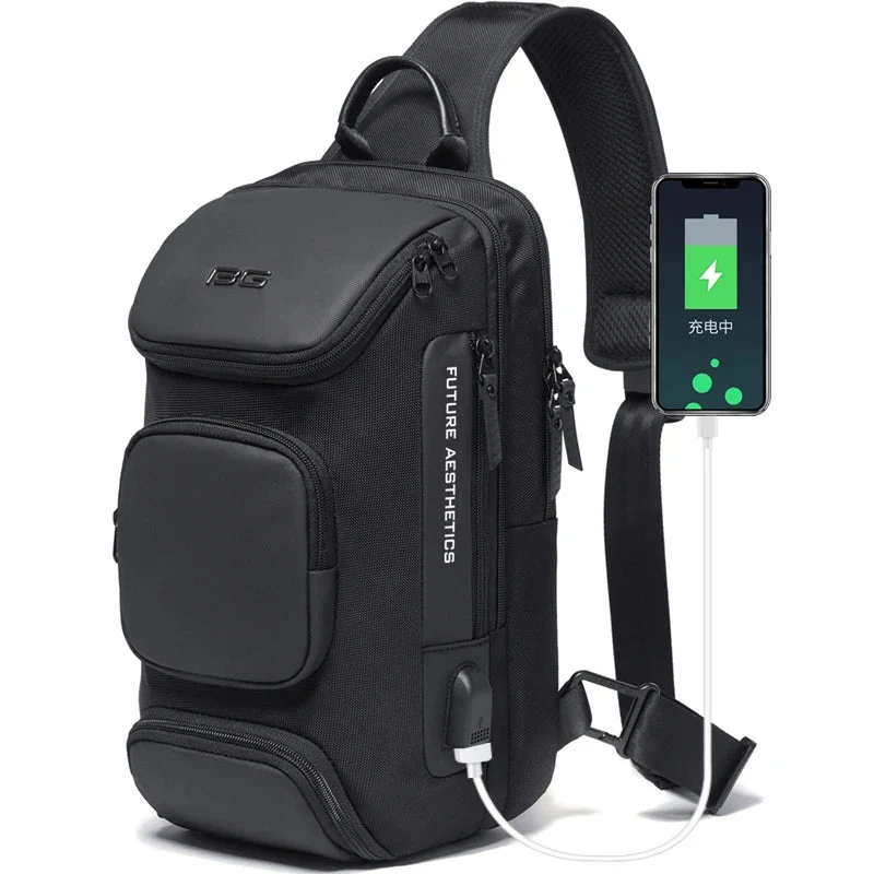 Selected Men's Waterproof Anti-theft USB Crossbody Chest Bag BG-7086 Prestigious