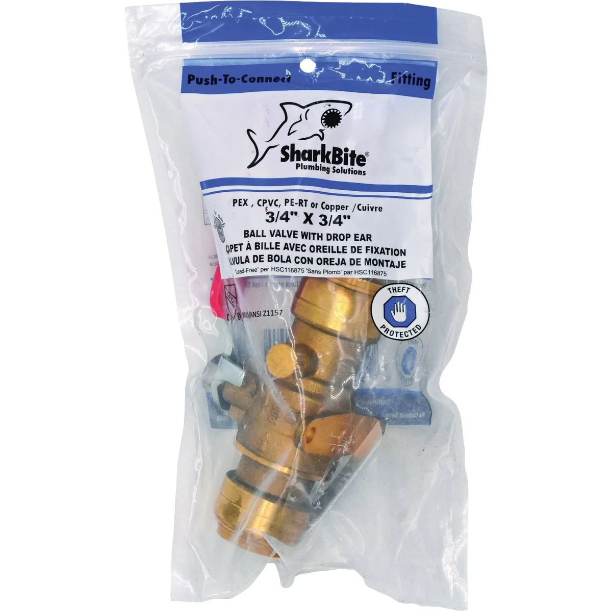 Exceptional SharkBite 3 4 In. Brass Push-Fit Ball Valve with Drain Mounting Tab Superior