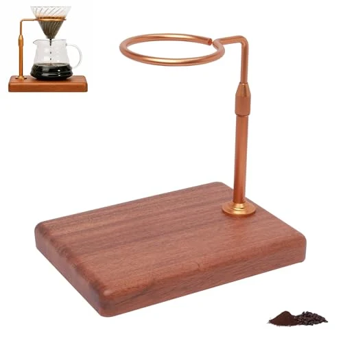 Organic Pour Over Coffee Maker with Adjustable Stand Wooden Base Healthy