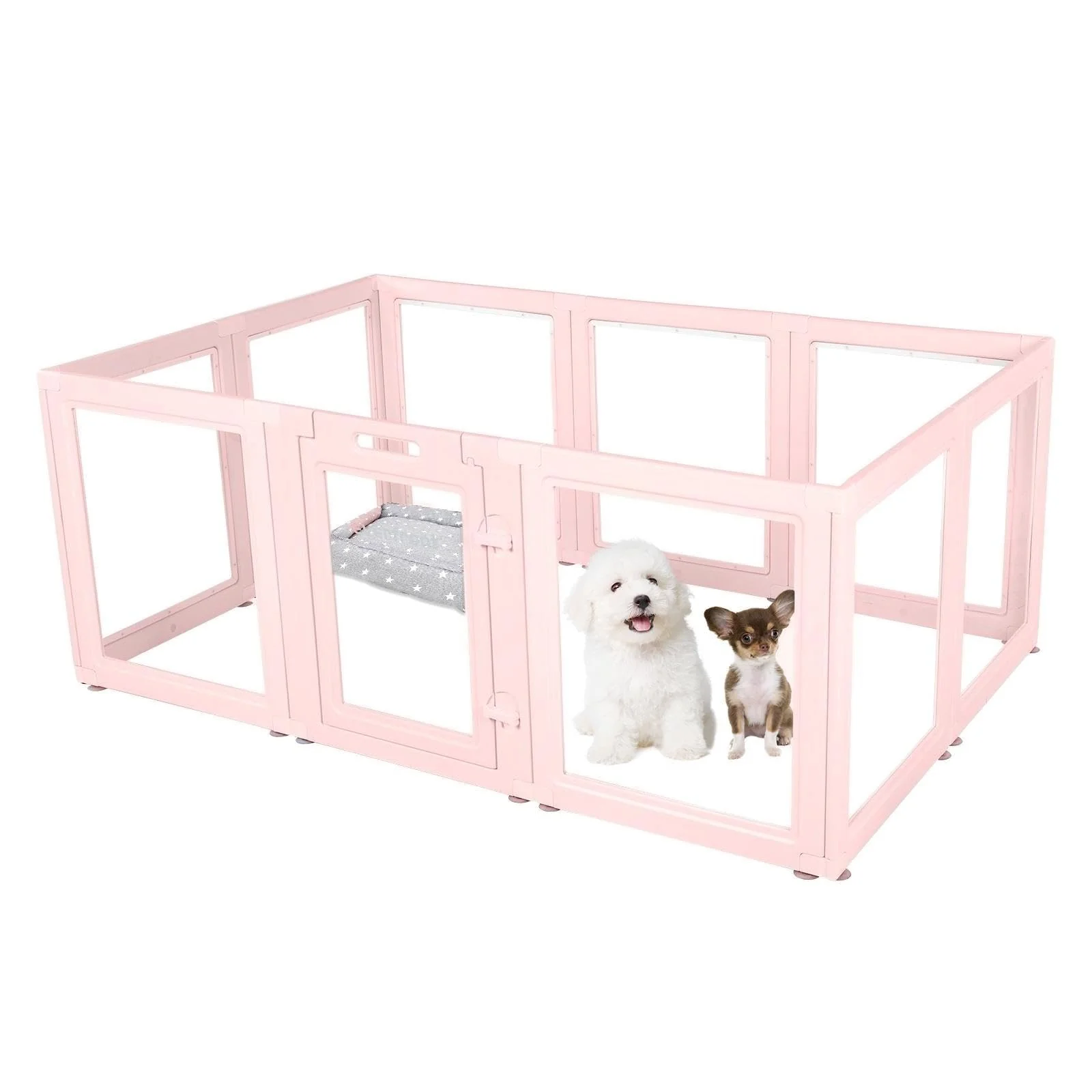 Artisan Everfront Clear Acrylic Dog Playpen 23.6in H 10-Piece Kit Pink Fine Crafted
