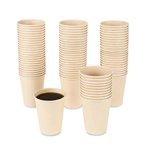 Innovative 10 oz Disposable Light Brown Paper Coffee Cups Bamboo Fiber 120 Pack 120 Count Traditional