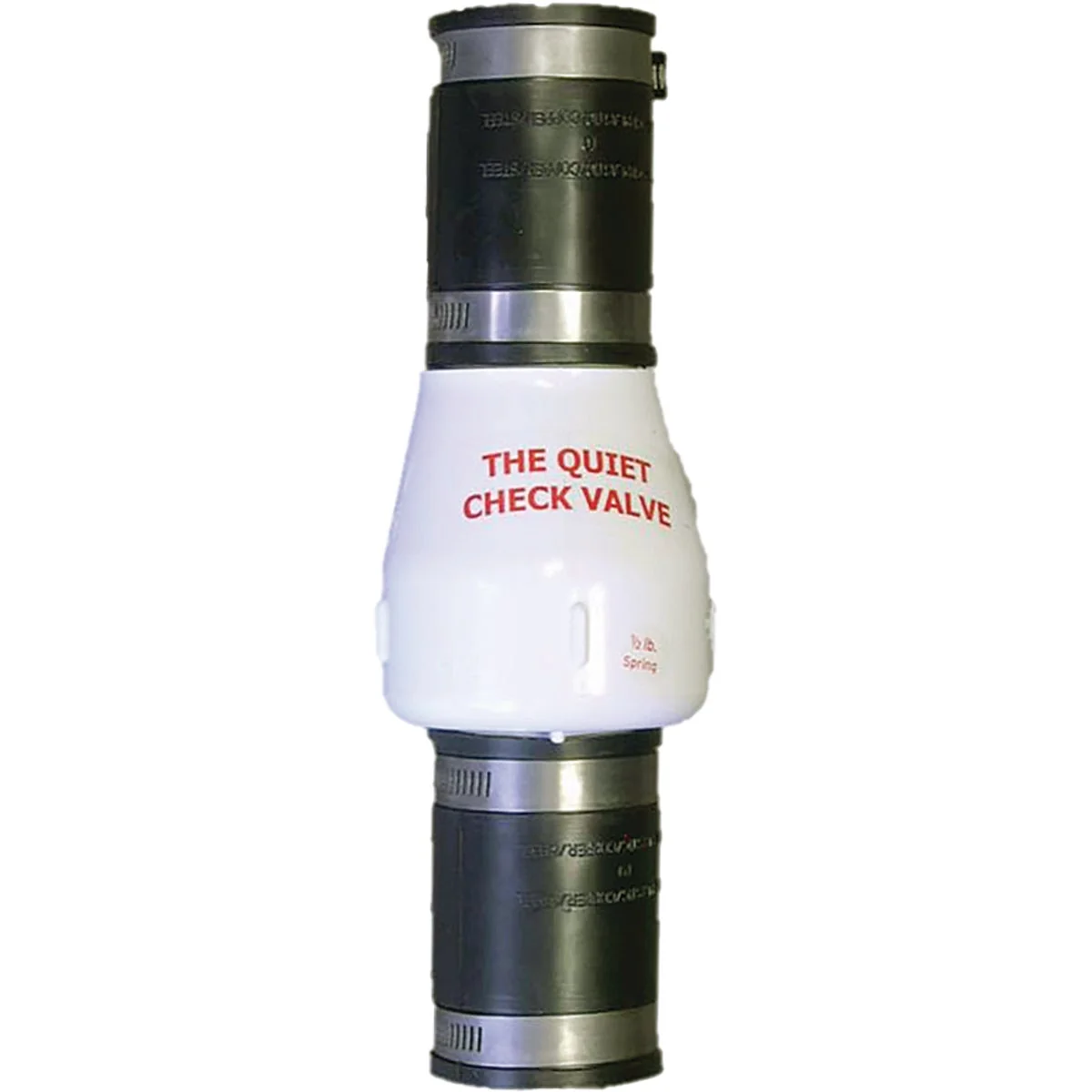 Casual Campbell 1-1 2 In. White PVC Spring-Loaded Quiet Check Valve w Two Sleeves Four Hose Clamps Classic