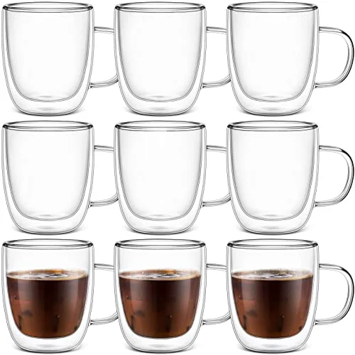 Excellent Espresso Cups Double Walled Espresso Shot Glass with Handle Cups Insulated Clear Small Shot Glasses for Cappuccino Latte Hot Beverage Recyclable