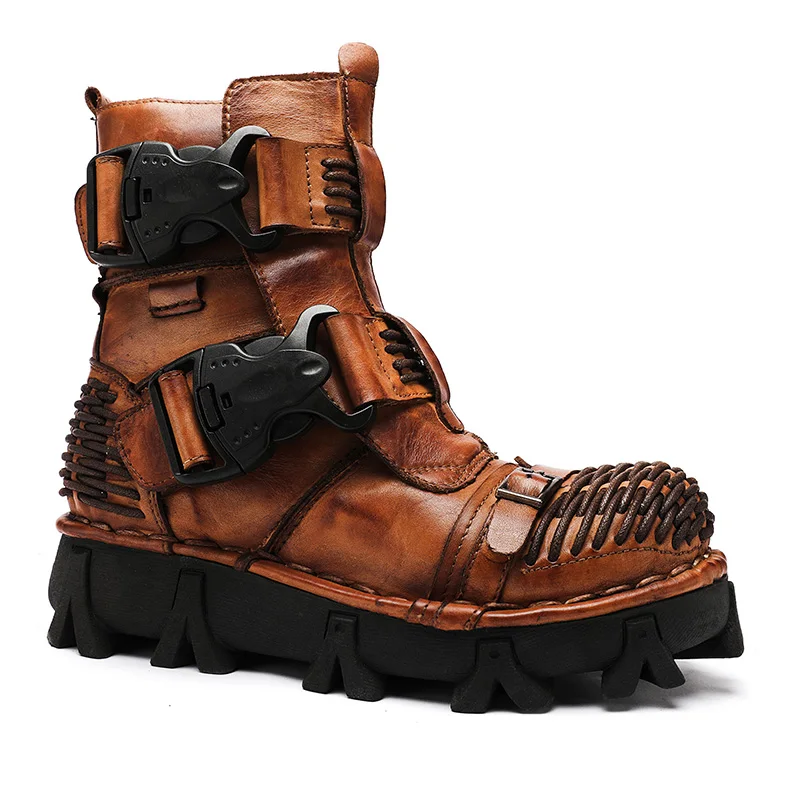 Superior Men's Fashion Leather Handmade Punk Boots 1809 Durable