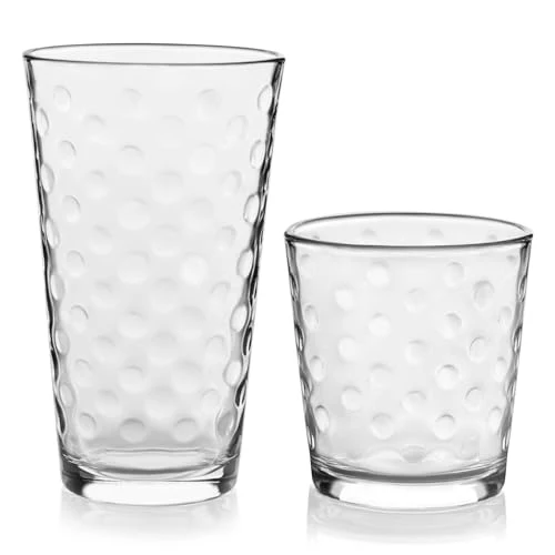 Classic Awa Polka Dot Tumbler Rocks Drinking Glasses Set of 16 16 Count World-Class
