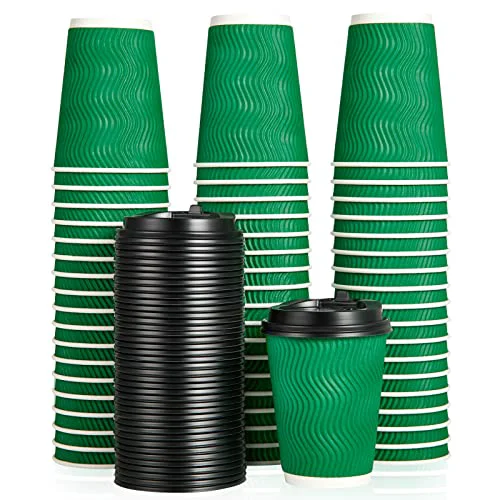 Environmentally Friendly 100 Count 12 oz Coffee Cups with Lids Premium