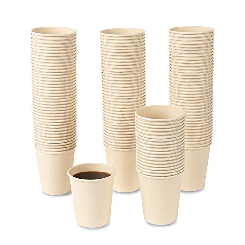 Detailed 8 oz Disposable Light Brown Paper Coffee Cups Bamboo Fiber 160 Pack 160 Count Expertly Made