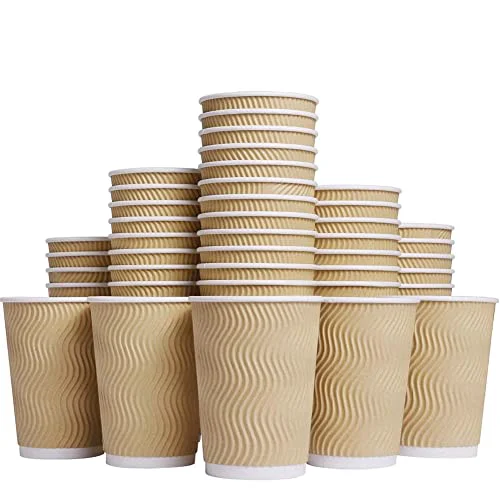 Trendy Hot 8 oz Disposable Insulated Corrugated Sleeve Ripple Wall Paper Coffee Cups for Drink Modern