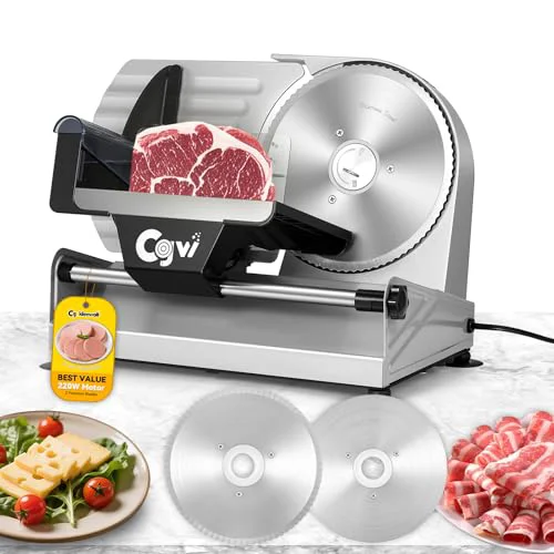Fast Meat Slicer 220W Electric Deil Food Slicer with 2 Removable 7.5 Blades Luxury