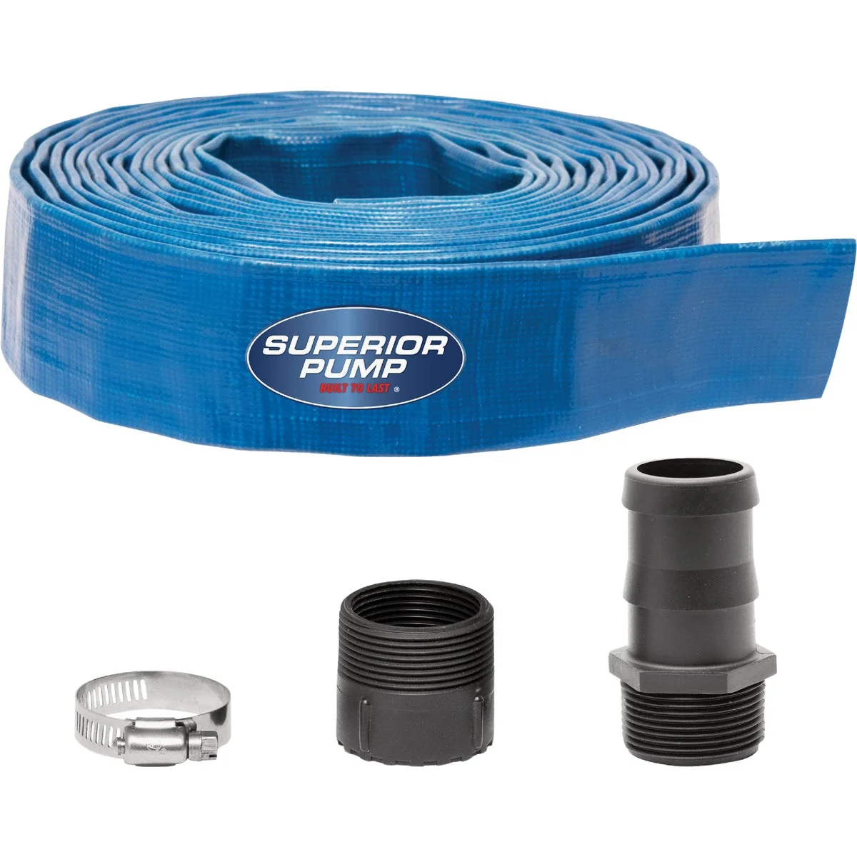 Durable Superior Pump 1-1 2 In. Dia. x 25 Ft. L Lay-Flat Discharge Sump Pump Hose Kit Official
