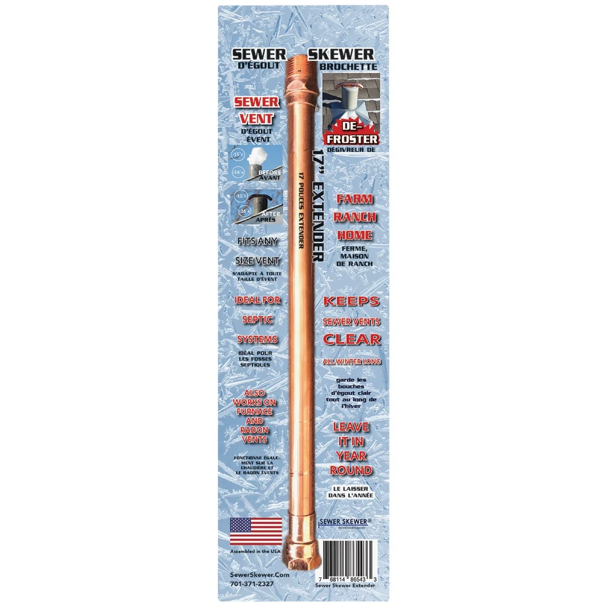 Premium Sewer Skewer XL 17 In. Vent Defroster Extension Certified