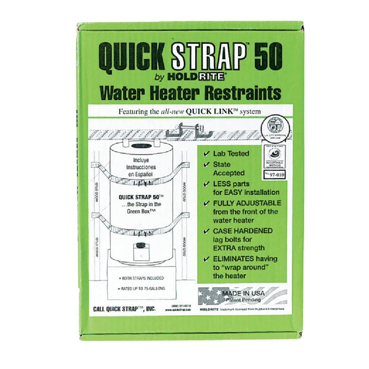 Recyclable Quick Strap 50 Gallon Water Heater Restraining Strap Proven