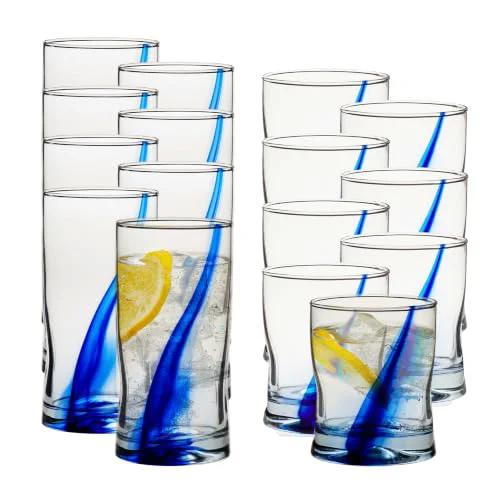 Comfortable Blue Ribbon Tumbler Rocks Drinking Glasses Set of 16 16 Count Optimized