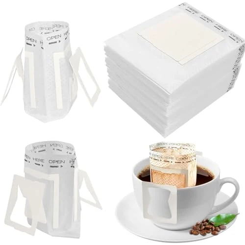 Original Design 100 Pack Single Serve Pour Over Coffee Filter Bags with Hanging Ears 100 Count Refined