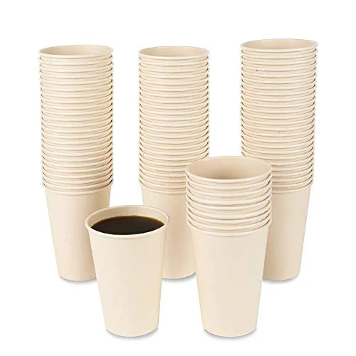 Consistent Bamboo Fiber 120 Count 16 oz Disposable Light Brown Paper Coffee Cups Long-Lasting