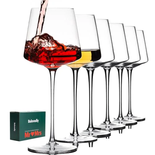 Soft Thin Long Skinny Stem Red Wine Glasses Set of 6 6 Count Powerful