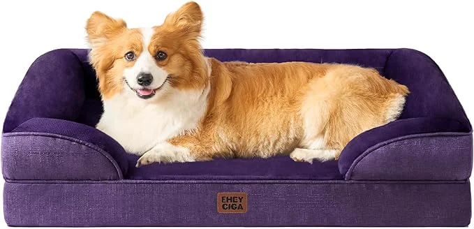 Eco-Friendly EHEYCIGA Orthopedic Dog Beds for Large Dogs Waterproof Memory Foam Large Pet Bed with Sides Non-Slip Bottom and Egg-Crate Foam Dog Couch Bed with Washable Removable Cover PurpleAbout ThisOverview Fast