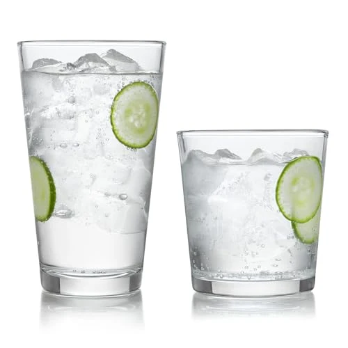 Green Preston Tumbler Rocks Drinking Glasses Set of 16 16 Count Natural
