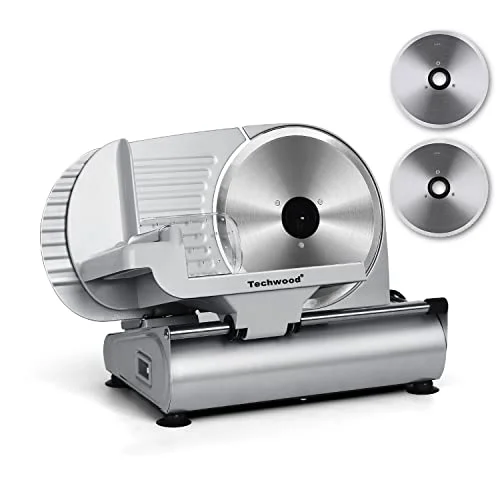 Traditional Meat Slicer Techwood Electric Deil Food Slicer with Removable 9 Stainless Steel Blade High-Grade