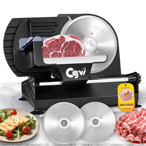Refined Meat Slicer 220W Electric Deil Food Slicer with 2 Removable 7.5 Blades Fashionable