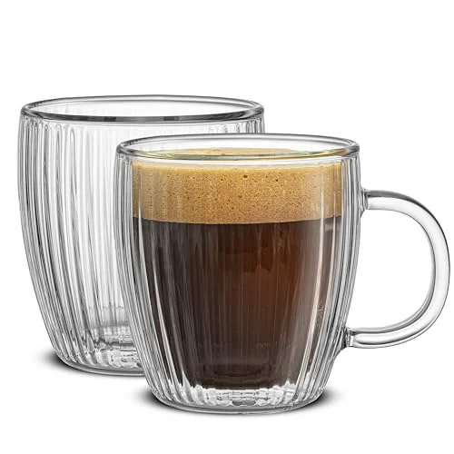 Smart Fluted Glass Espresso Cups 2 Count Durable