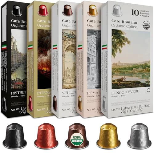 Breathable Organic USDA Café Romano Coffee Aluminum Espresso Pods For Nespresso Machine 100 Pack Italian Espresso Coffee 100 Count Crafted
