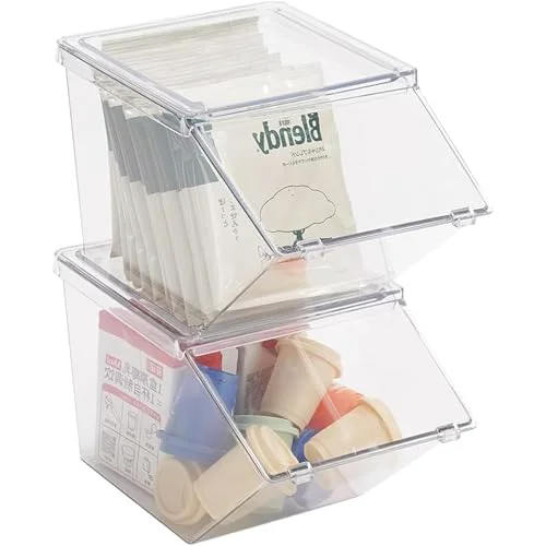Innovative Stackable Tea Bag and Coffee Pod Organizer with Clear Front Flap 2 Count High-Grade