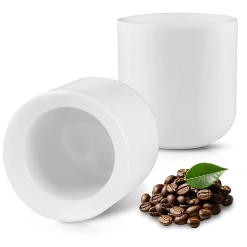 Detailed A set of 2 matte white ceramic espresso cups 2 Count Healthy