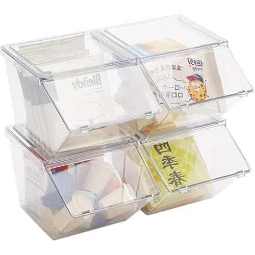 World-Class Stackable Tea Bag and Coffee Pod Organizer with Clear Front Flap 4 Count Refined