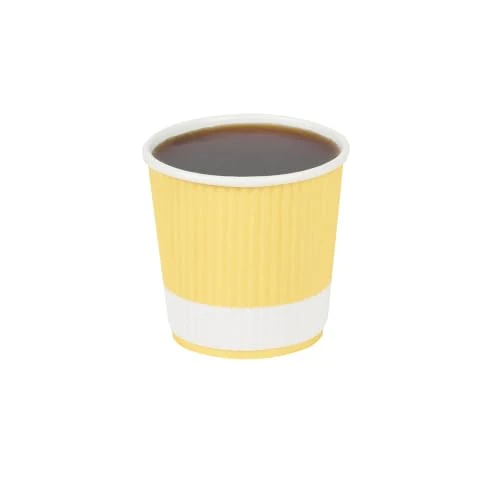 Authentic Ripple Wall Coffee Cups 500 Count 4 Ounce Insulated Light Yellow Paper Cups Fast