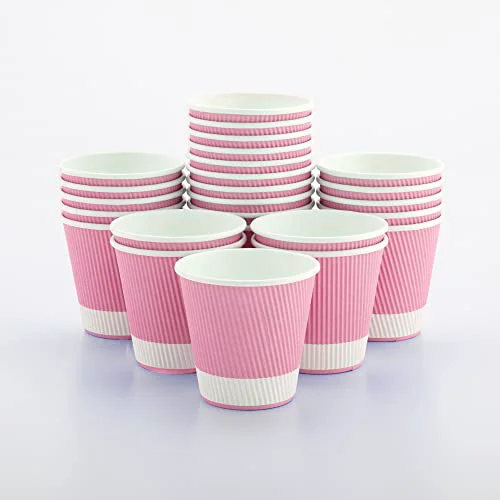 Secure Ripple Wall Coffee Cups 500 Count 8 Ounce Insulated Light Pink Paper Cups Effective