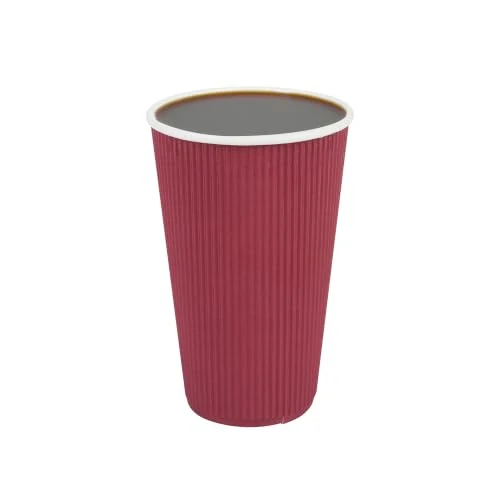 Official Ripple Wall Coffee Cups 500 Count 16 Ounce Insulated Crimson Paper Cups Responsible