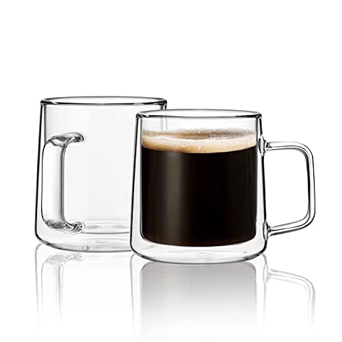 Official 10oz Glass Coffee Mugs 2 Count Proven