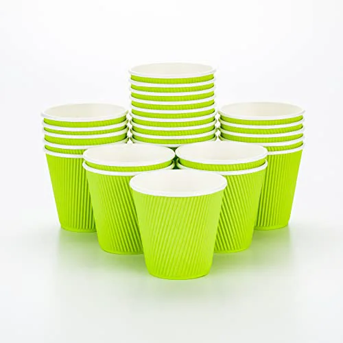 Reliable Ripple Wall Coffee Cups 500 Count 8 Ounce Insulated Eco Green Paper Cups Original
