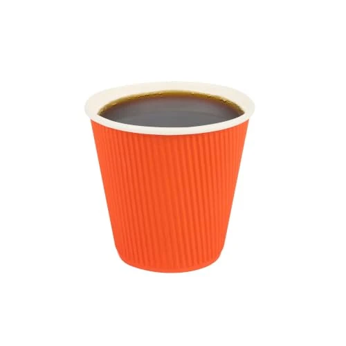 High-Performance Ripple Wall Coffee Cups 25 Count 8 Ounce Insulated Tangerine Orange Paper Cups Contemporary