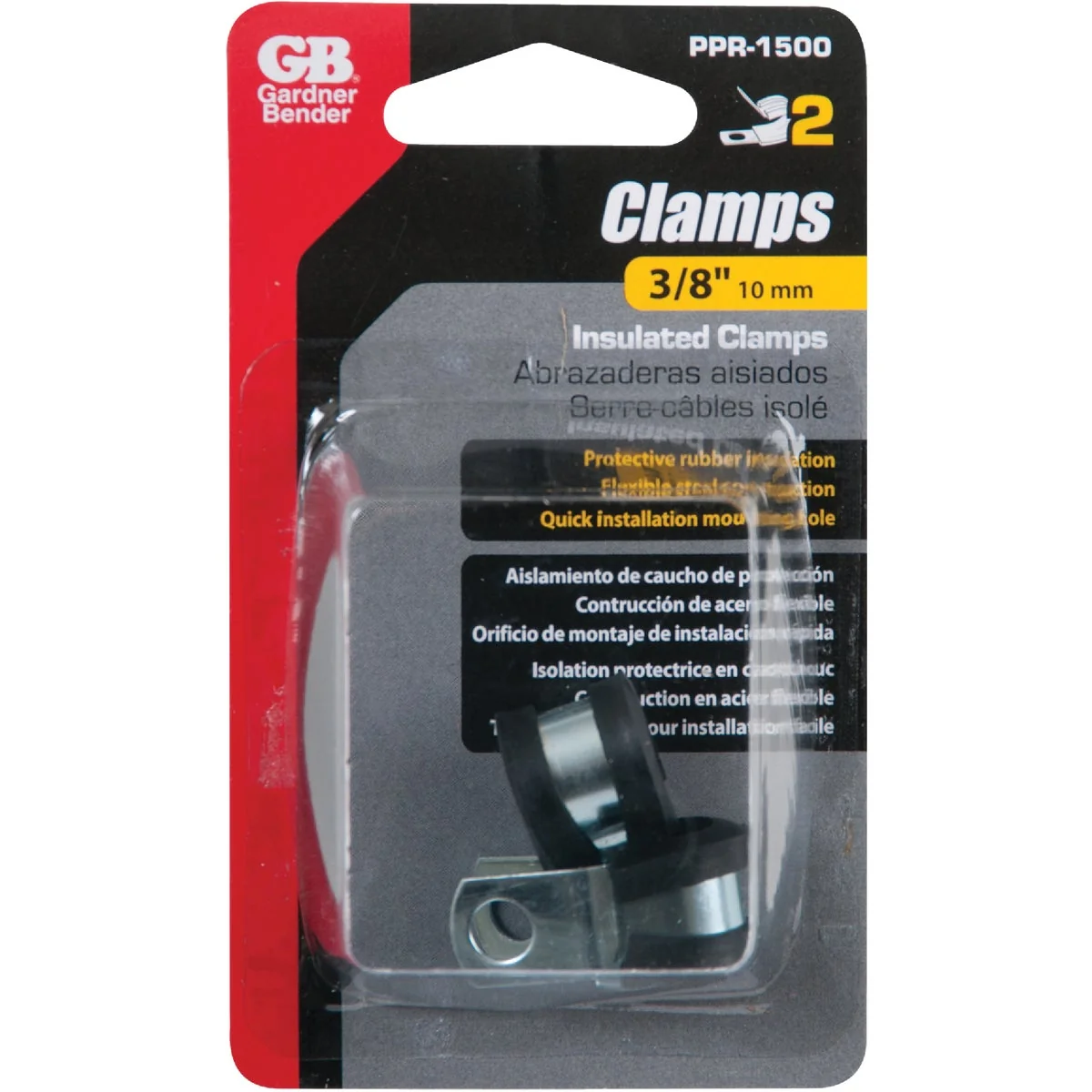 Proven Gardner Bender 3 8 In. Steel w Rubber Insert Black Cable Clamp 2-Pack Unique
