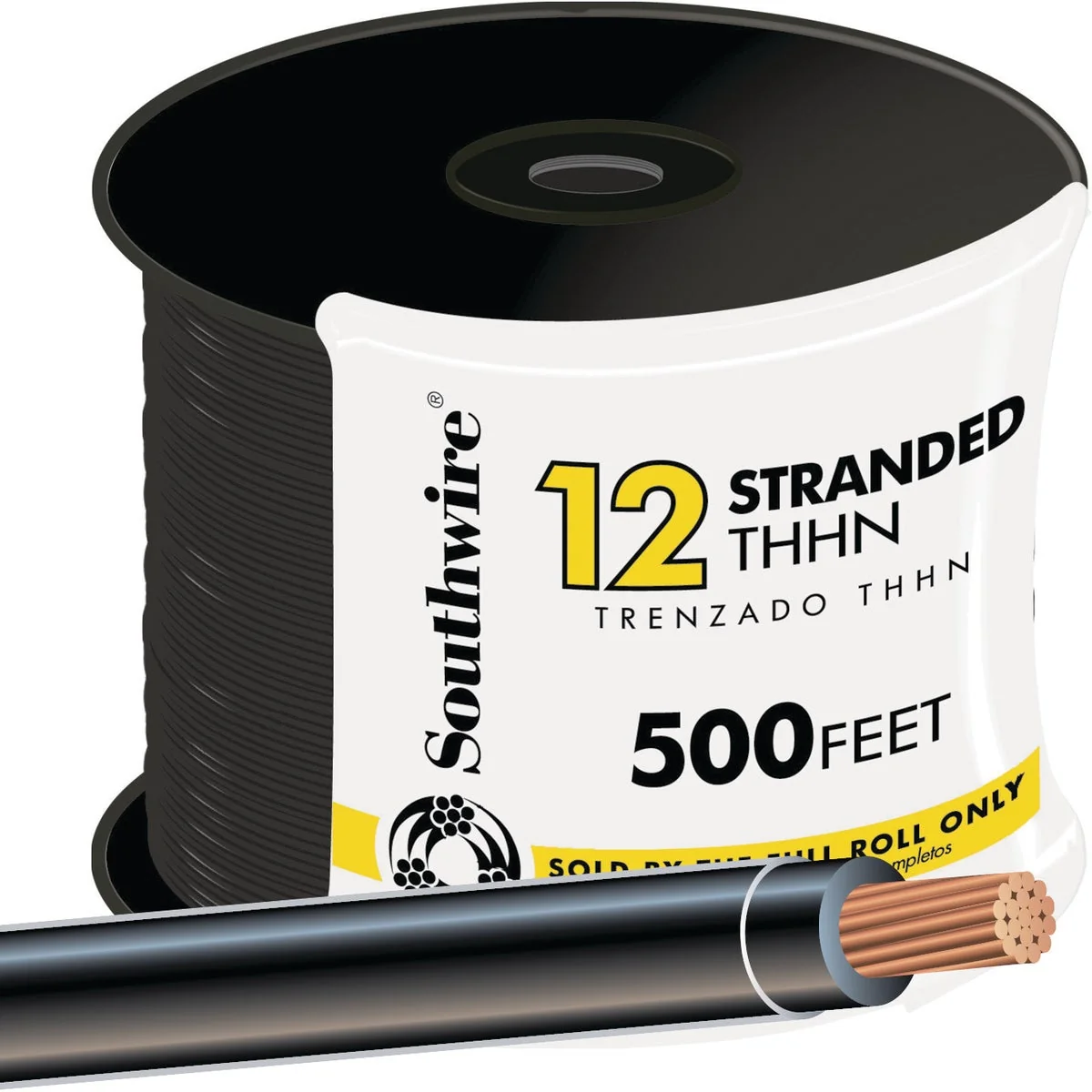 Soft Southwire 500 Ft. 12 AWG Stranded Black THHN Electrical Wire Responsible