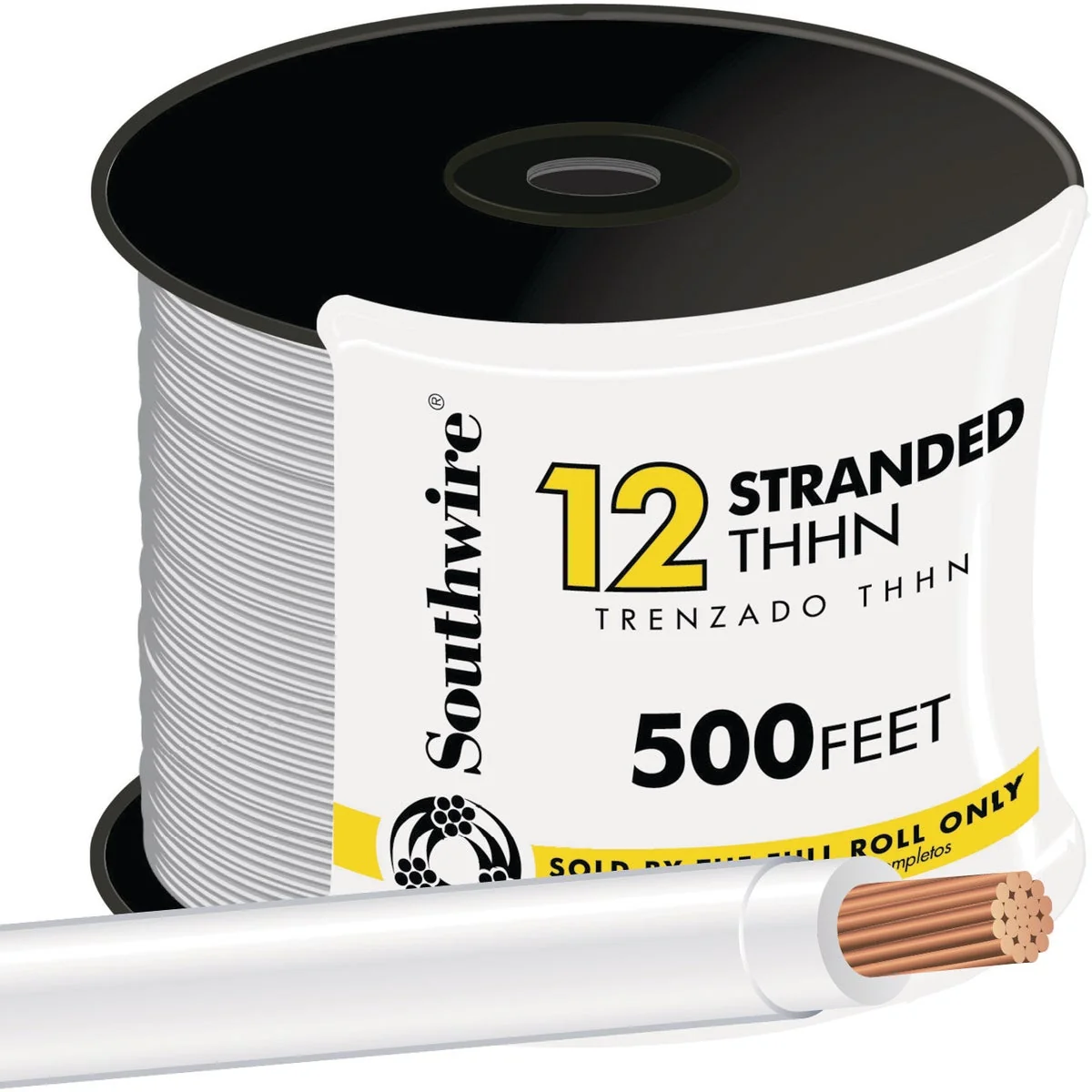 Quality Southwire 500 Ft. 12 AWG Stranded White THHN Electrical Wire Enhanced
