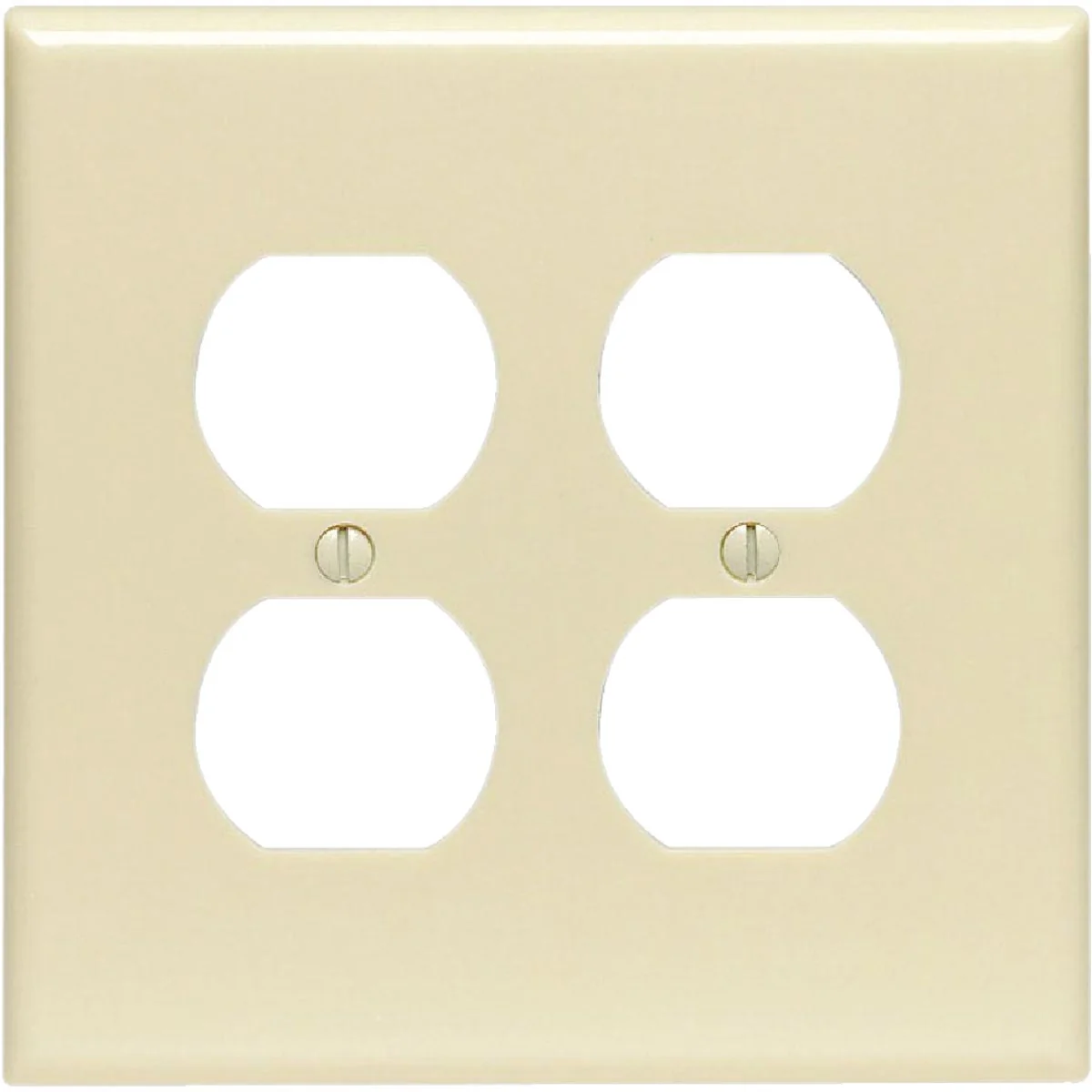 Classic Leviton Mid-Way 2-Gang Smooth Plastic Outlet Wall Plate Ivory