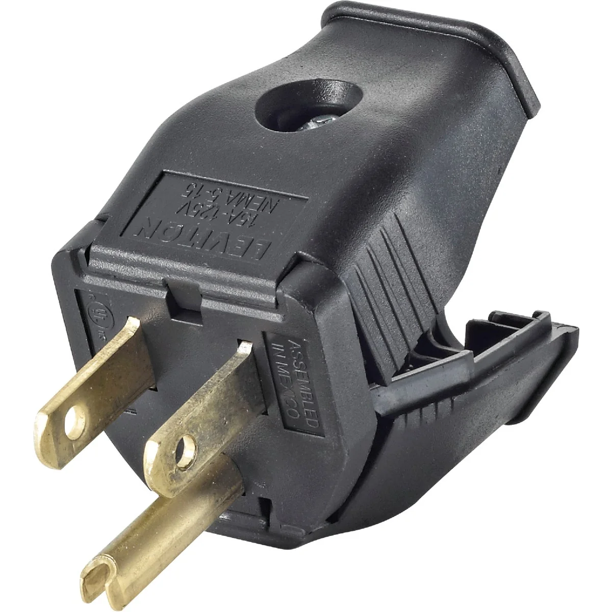 Trendy Leviton 15A 125V 3-Wire 2-Pole Clamp Tight Cord Plug Black Modern