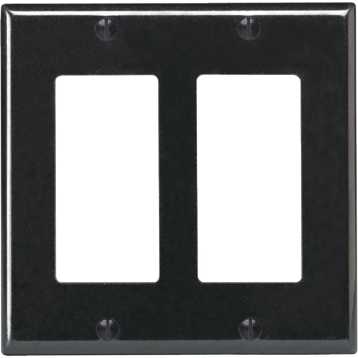 Official Leviton Decora 2-Gang Smooth Plastic Rocker Decorator Wall Plate Black Minimalist