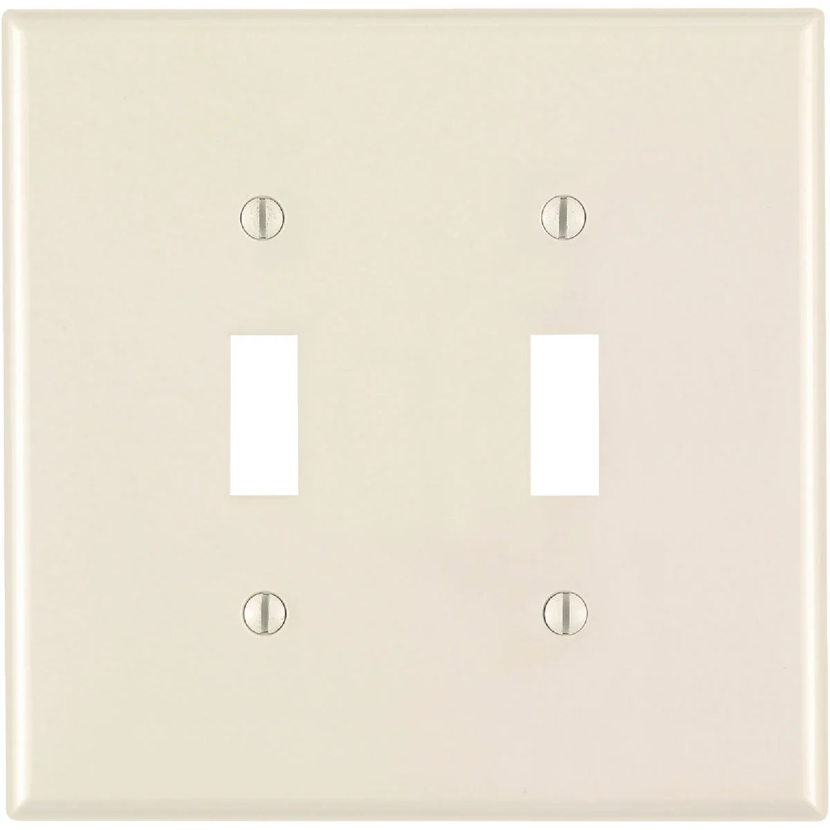Fine Leviton 2-Gang Plastic Oversized Toggle Switch Wall Plate Light Almond Stylish