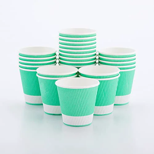 Unique Ripple Wall Coffee Cups 500 Count 8 Ounce Insulated Light Green Paper Cups Genuine