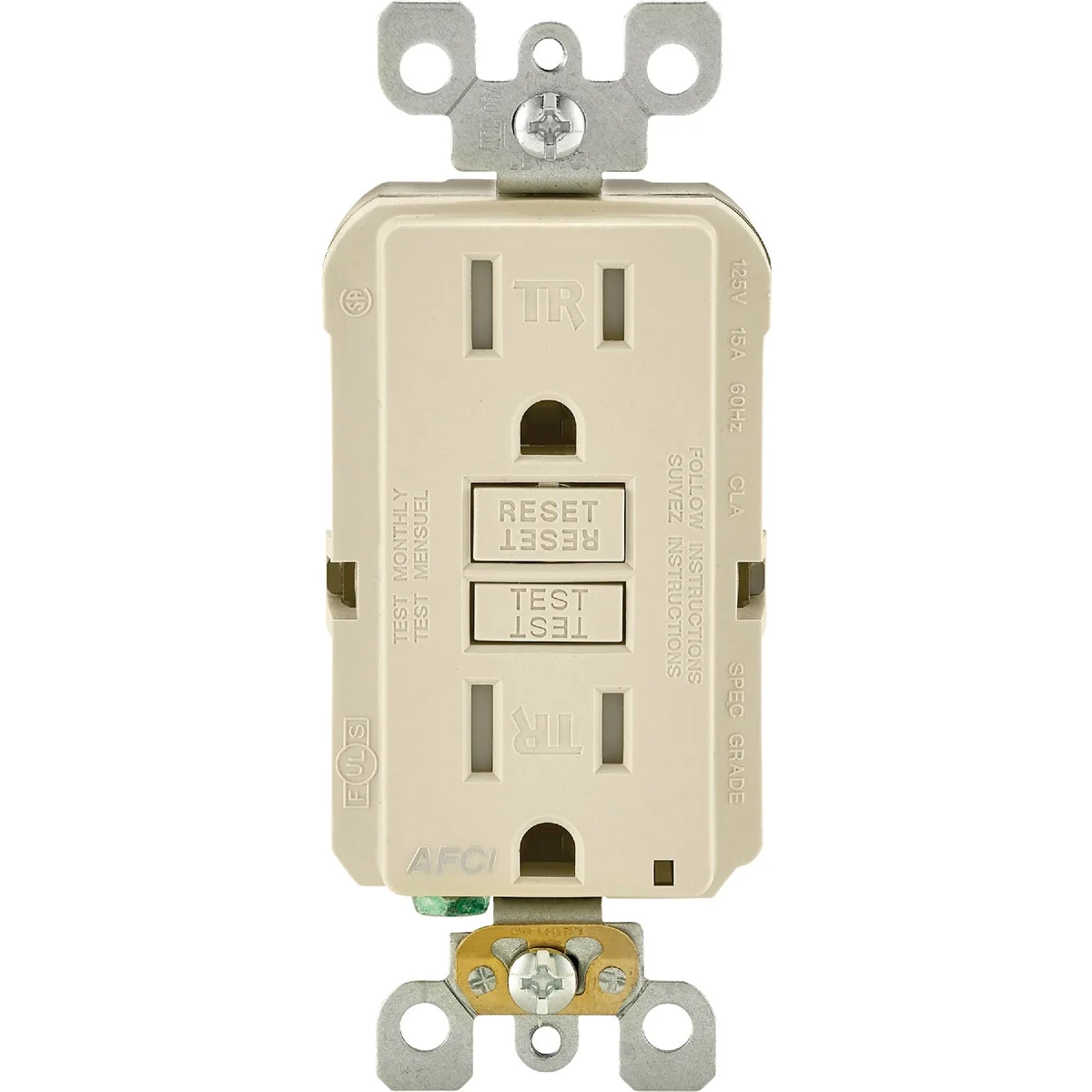 Effective Leviton SmartLockPro 15A Light Almond Arc Fault 5-15R Duplex Outlet Enhanced