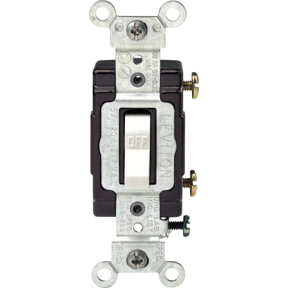 Detailed Leviton Commercial Grade 15 Amp Toggle Single Pole Switch White Trusted