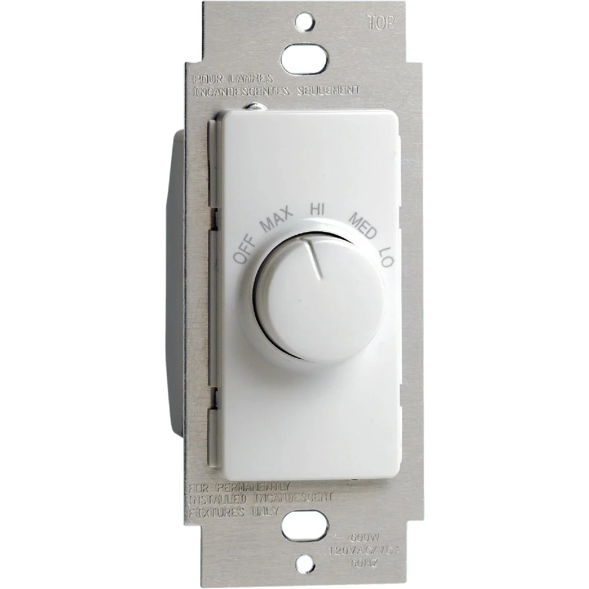 Superior Leviton White 4-Speed Single Pole Rotary On Off Fan Control Switch Functional