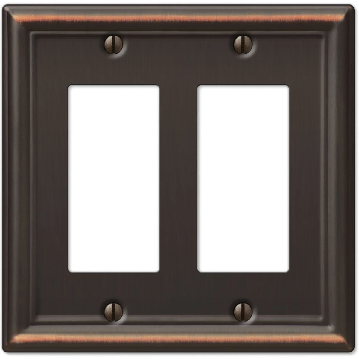 Premium Amerelle Chelsea 2-Gang Stamped Steel Rocker Decorator Wall Plate Aged Bronze Artisan
