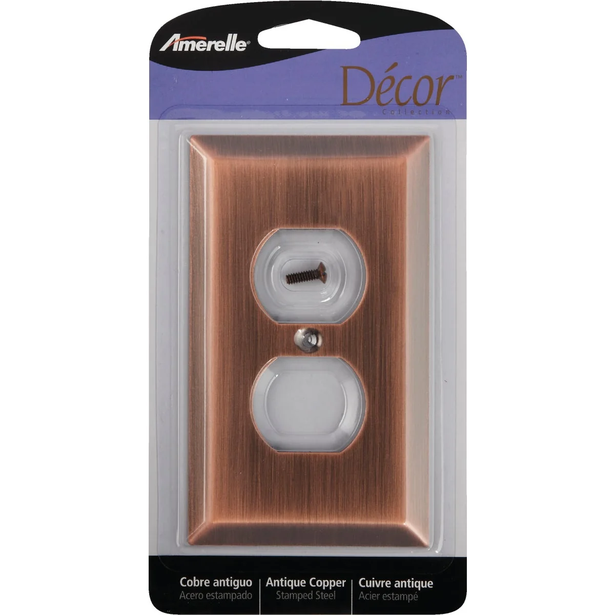 Enhanced Amerelle 1-Gang Stamped Steel Outlet Wall Plate Antique Copper High-End