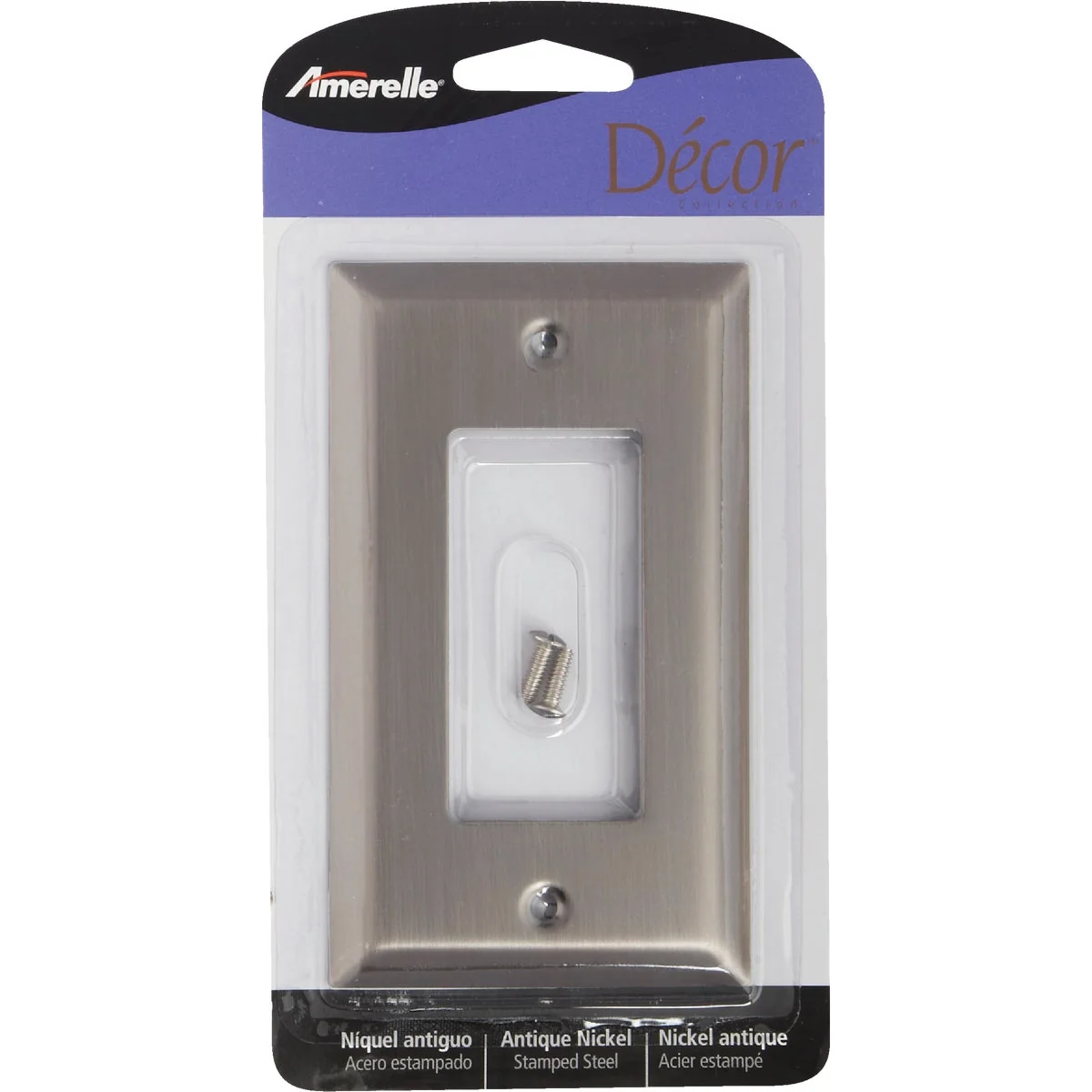 Specialty Amerelle 1-Gang Stamped Steel Rocker Decorator Wall Plate Antique Nickel Fine